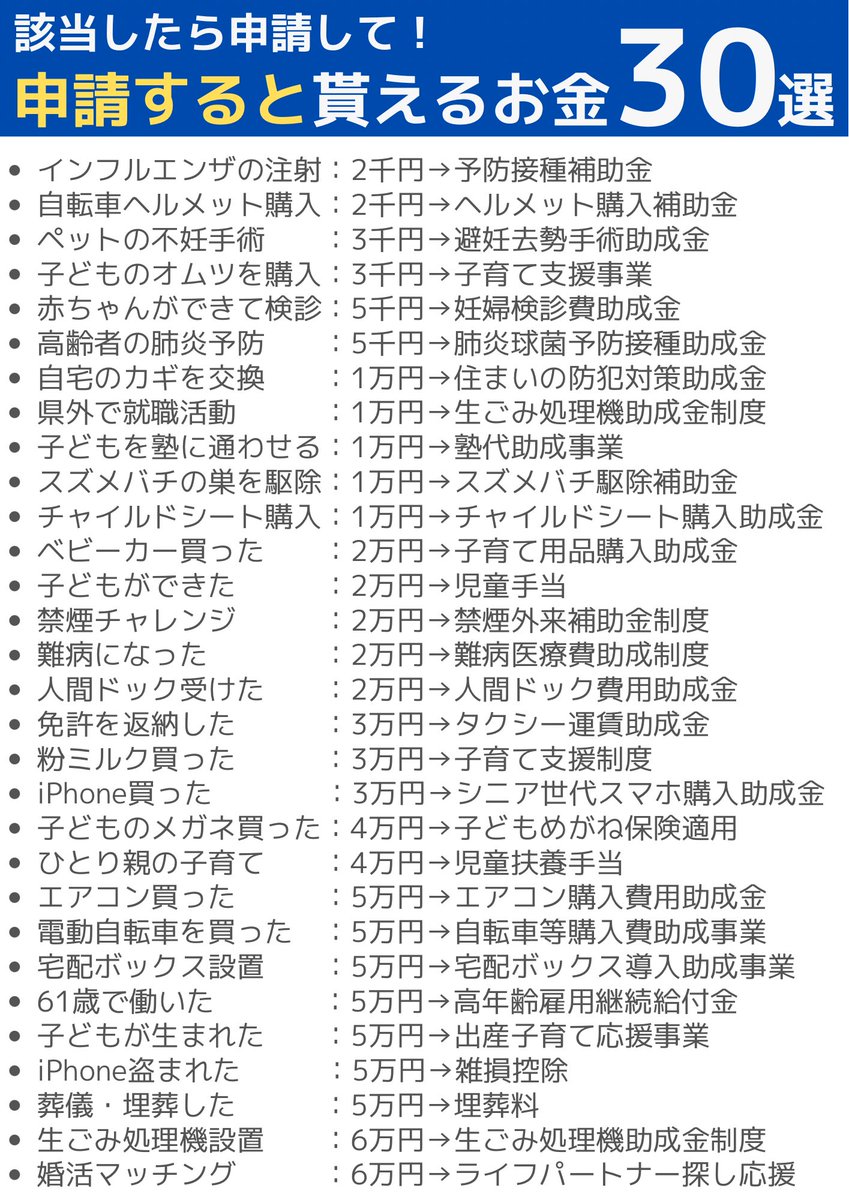 絶対に国が教えてくれない 申請すると貰えるお金30選