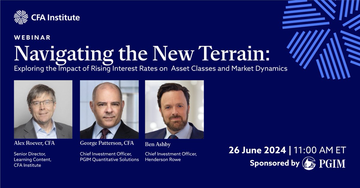 Whether you're a seasoned investor or just beginning to explore the world of finance, this webinar offers a comprehensive understanding of the dynamics at play. 

global.cfainstituteevents.org/event/3ceb5d4d…
