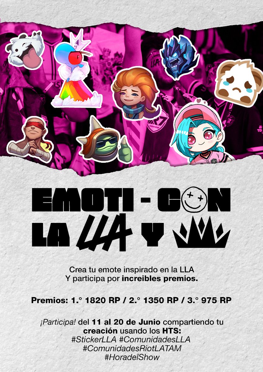LyonLaGuardia's tweet photo. No sé si ya vieron los Emotes en la transmisión de @LLA pero
¿Por qué no crear el tuyo? (Quizás aparece ahí 👀)
Crea un emote sea digital o tradicional y compártelo con el #horadelshow para ganar increíbles premios.
#LLA #ComunidadesRiotLatam #ComunidadesLLA https://t.co/S4AAS0Xwhe