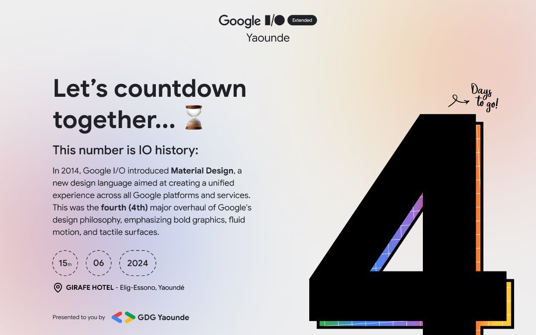 GDGYaounde's tweet photo. @googledevgroups @AbdelMfossa @MakolleG @FahDejon @googledevs JJ-4 …
#IOExtented
#GDGYaounde
#GoogleIO
@googledevgroups
@GDGYaounde https://t.co/fGfEHbPlgY