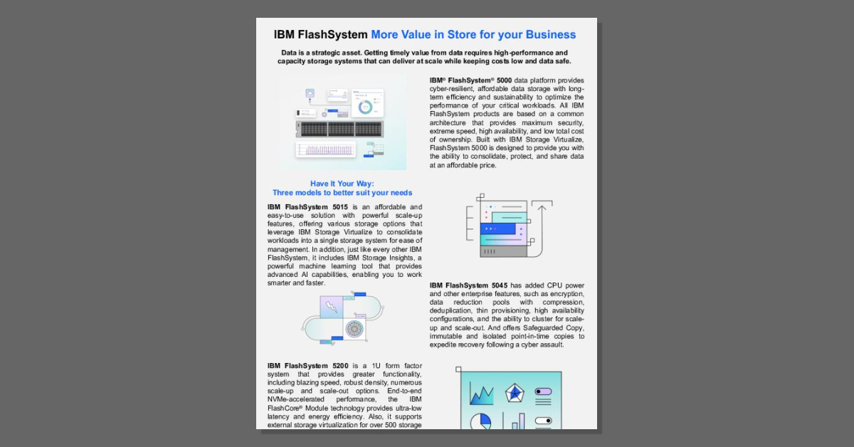 enterpriseti's tweet image. Ready to unlock the value in your data? Download this brief to learn how the @IBMStorage #FlashSystem 5000 series offers a solution designed for your business. stuf.in/bea7s3