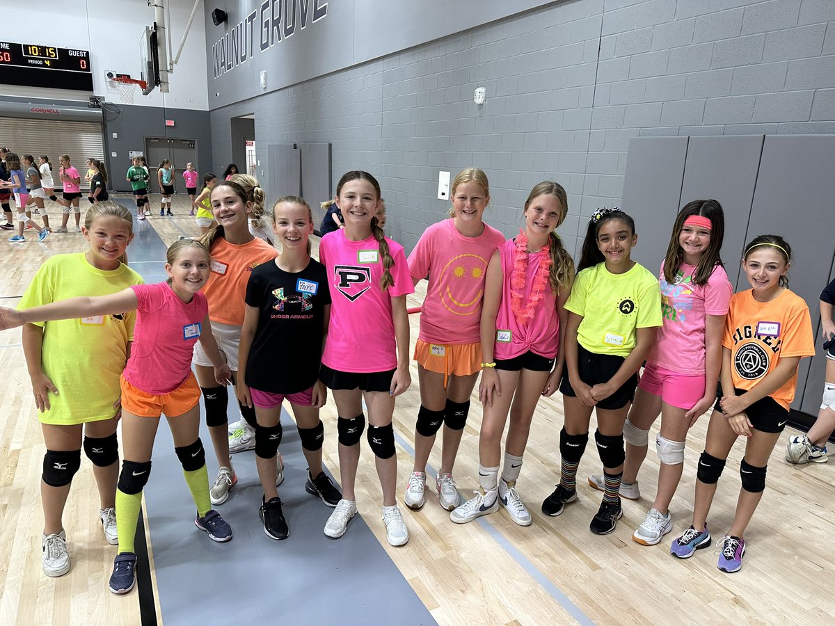 WGHS_VB's tweet photo. Day 2 was full of fun.🤩 Today we talked about our core value of DEDICATION. The campers had great responses with examples of dedication and how being dedicated can positively impact our teammates. Thank you to the athletes for leading the character talk.💙🐾🏐 #INAM #WGVB #BTL https://t.co/bIfQal0ZXl