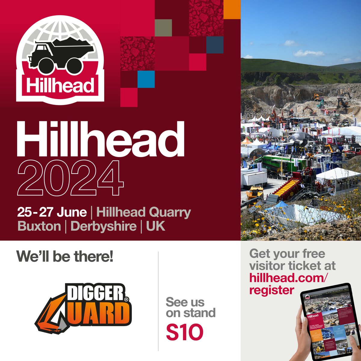 DIGGER GUARD® will be at Hillhead 2024, 25-27 June  - Stand S10!👷🏼

See our award-winning VANDAL GUARD cab security system &amp; advanced POLYMER HANDRAILS. 🏆

We'll also be unveiling a brand new operator-friendly protective product as well...👀 ☀️🌨

#excavator #hillhead2024 #UKmfg