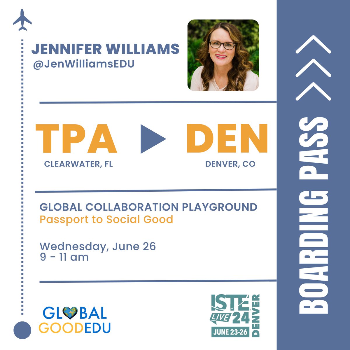 Greta Sandler (@gret) on Twitter photo Get your passport to social good stamped with <a href="/JenWilliamsEdu/">Dr. Jennifer Williams #GoalsProject</a> for the Global Collaboration Playground session #TeachSDGs Meetup at #ISTELive! #GlobalGoodEDU 🌎
View the playground at bit.ly/GlobalCollabPl… Get your passport to social good stamped with <a href="/JenWilliamsEdu/">Dr. Jennifer Williams #GoalsProject</a> for the Global Collaboration Playground session #TeachSDGs Meetup at #ISTELive! #GlobalGoodEDU 🌎
View the playground at bit.ly/GlobalCollabPl…