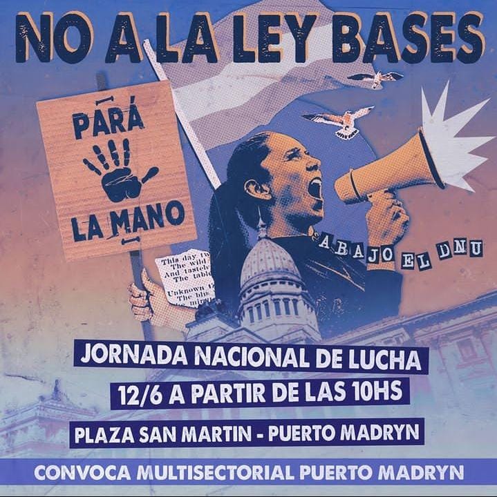 Este martes a las 10hs nos reunimos en la plaza San Martín a decirle NO a la Ley Bases