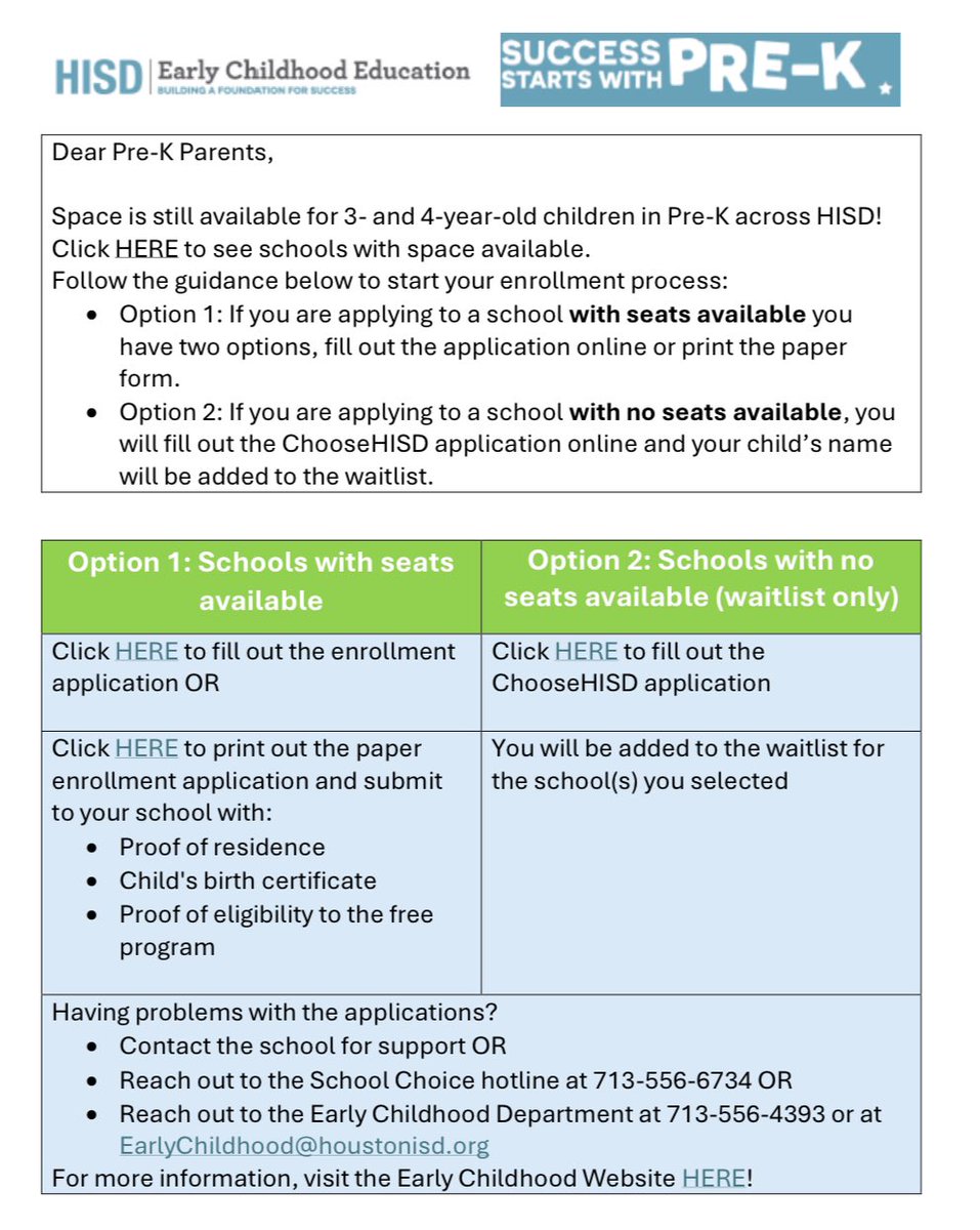 Herrera Elementary (@herrerahuskies) on Twitter photo Calling all Pre-K parents!!! Come join HISD! We would love to have your child at Herrera Elementary School! 🐾💜
#HerreraHuskies
Online Enrollment Form: registration.powerschool.com/family/Login?R…
Printed Enrollment Form: drive.google.com/file/d/1XDTtzo…
ChooseHISD App: choosehisd.my.site.com/Apply/SiteLand… Calling all Pre-K parents!!! Come join HISD! We would love to have your child at Herrera Elementary School! 🐾💜
#HerreraHuskies
Online Enrollment Form: registration.powerschool.com/family/Login?R…
Printed Enrollment Form: drive.google.com/file/d/1XDTtzo…
ChooseHISD App: choosehisd.my.site.com/Apply/SiteLand…