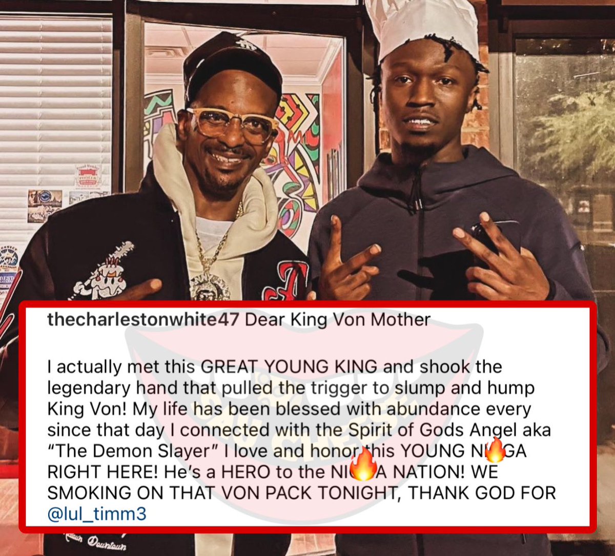 Ohh lord, King Von sister got Charleston White started.