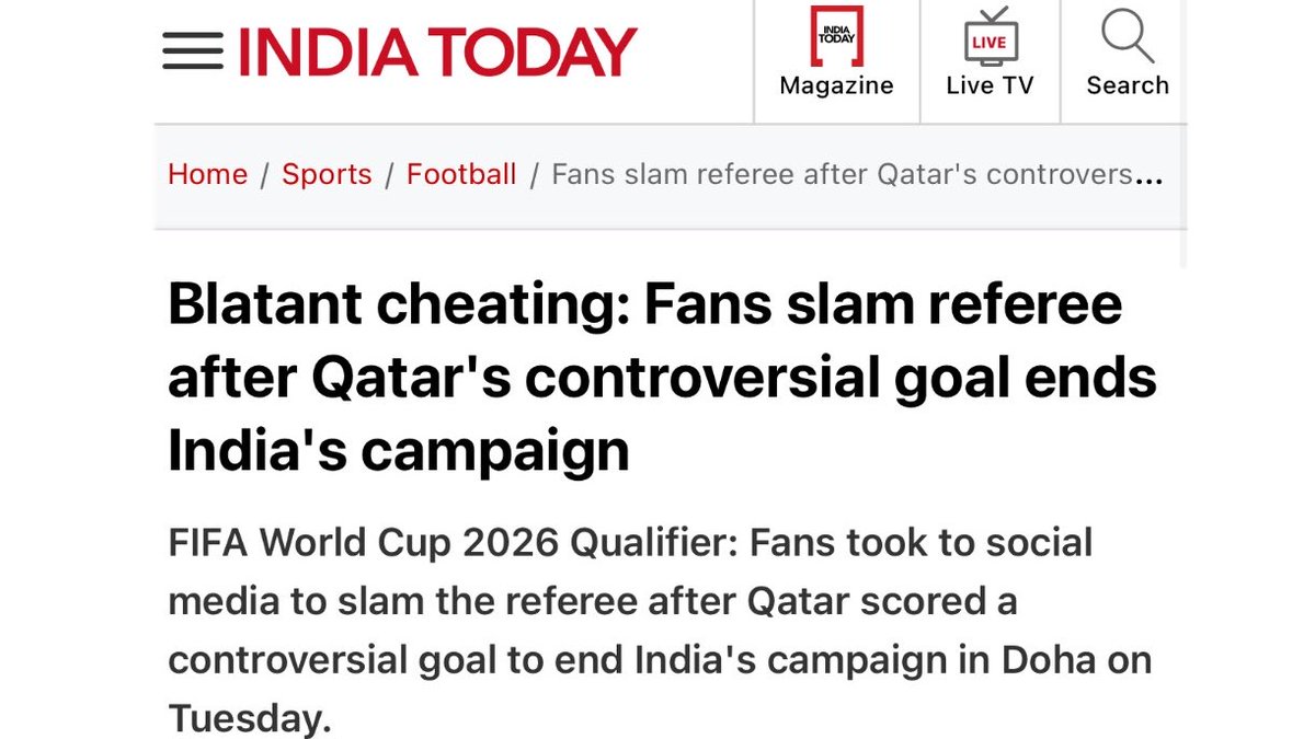 visegrad24's tweet photo. Indian fans are understandably upset about their World Cup hopes being dashed by unfair refereeing which saw several biased decisions in favour of the Qatari team. https://t.co/SYAE63EQHt