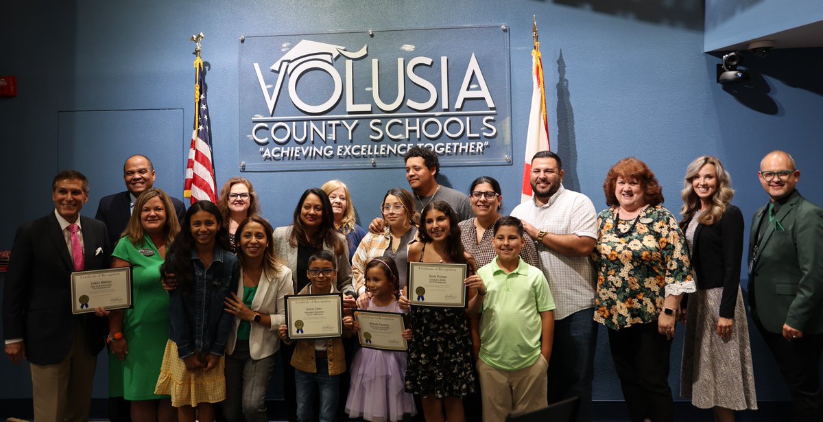 volusiaschools's tweet photo. Each year, the Volusia County Council PTA (@vccpta) selects outstanding student art in dance choreography, literature, music composition, film production, and visual art to compete at the state level. We are thrilled to honor our three state-level Reflections winners tonight:
- Emily Pedraza, @creekside_rocks – Award of Merit, Dance
- Oakley Maloney, @PineTrailVCS – Award of Merit, Film Production
- Jeshua Castro, @sweetwaterVCPS – Award of Merit, Visual Arts

Also recognized but not present:
- Khamila Camacho, @CitrusGrove_VCS – Award of Excellence, Dance
- Blake Ferguson, Citrus Grove Elementary – Special Artist, Photography
- Aubrey Rehrmann, @Pathways_Elem – Award of Merit, Photography

Congratulations to all these amazing students!