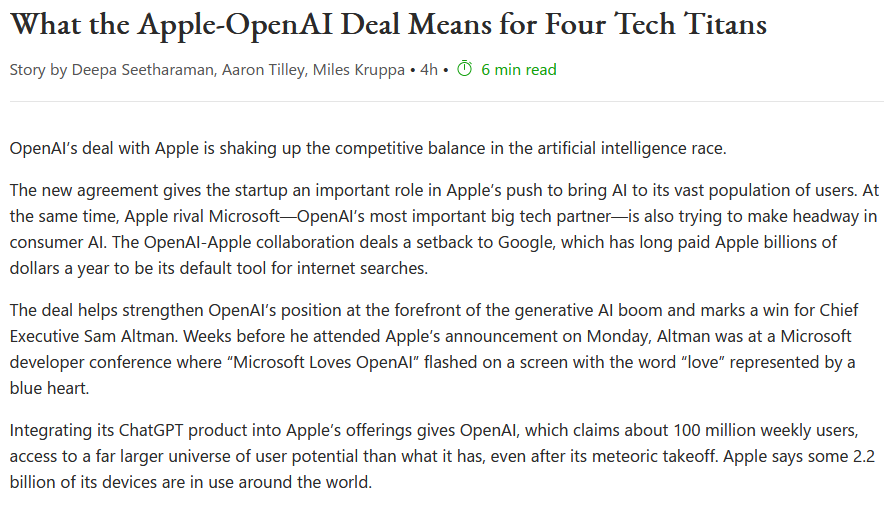 Great times for AI adoption! ⚡️

As industry giants like Apple and OpenAI join forces, the future of AI technology looks brighter than ever. 

SOWA AI is set to harness these groundbreaking advancements, delivering smarter, more intuitive solutions that empower businesses to