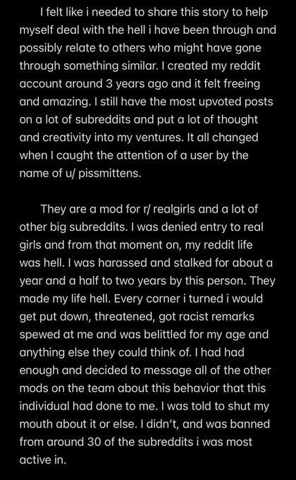 Reddit is directly involved in the trafficking and posting of underage girls. I shared this post and