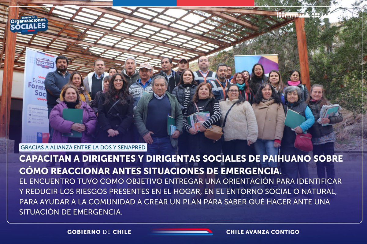 #VoceríaEnTerreno | Gran jornada informativa y de orientación a más de 25 dirigentes y dirigentas sociales de Paihuano, quienes participaron en el módulo “Familia Preparada”, que es ofrecido por la División de Organizaciones Sociales junto a SENPRED.