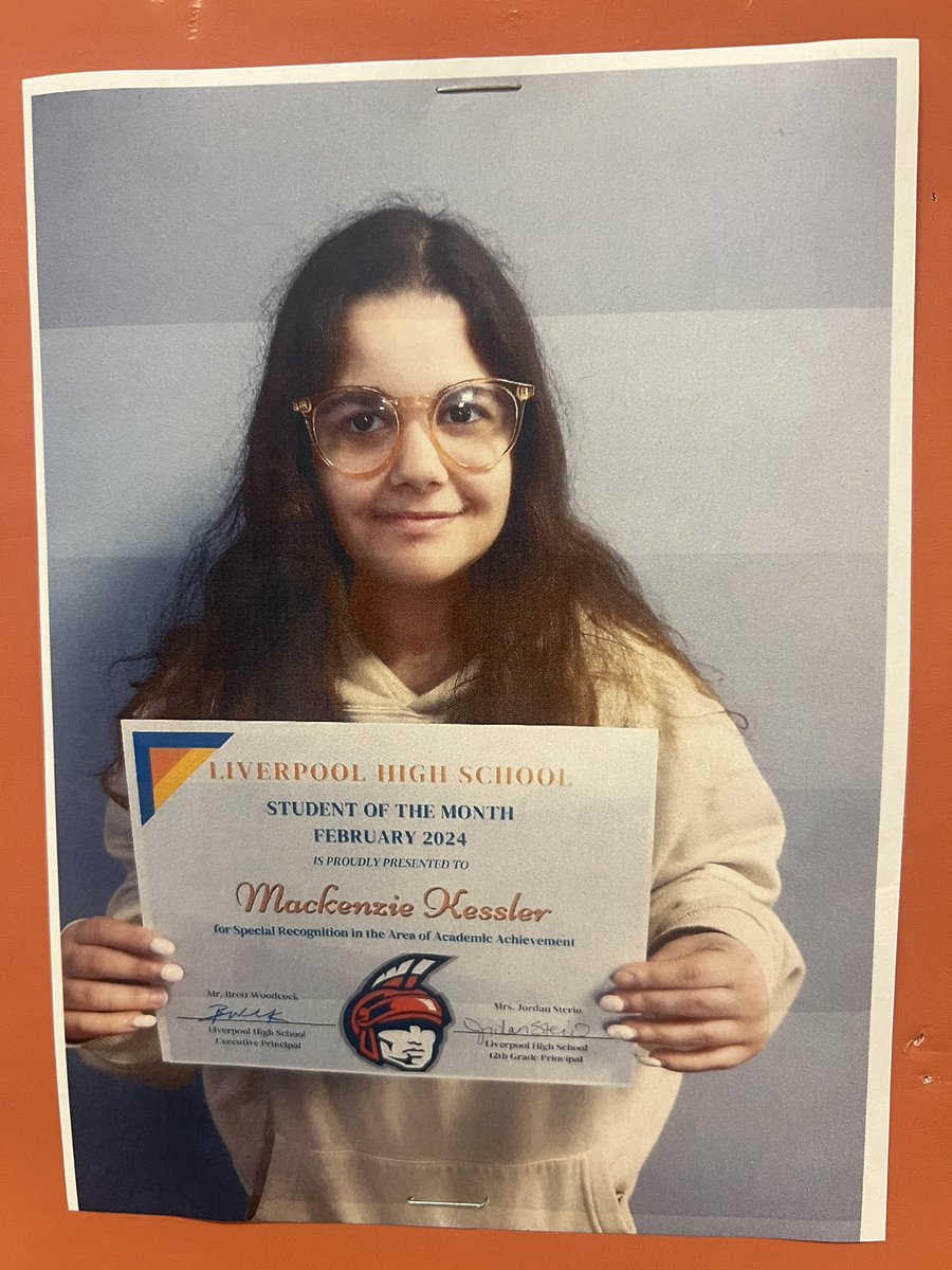 Congratulations for being selected as a recipient of the "Student of the Month Award" at LHS.  I want to acknowledge your outstanding character and academic achievement.