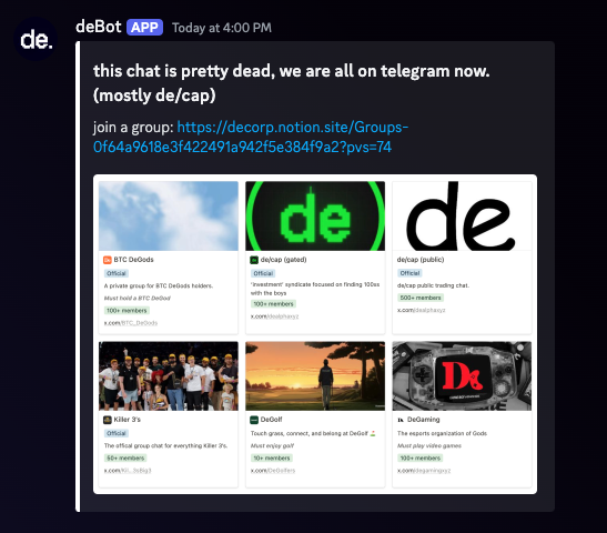 The DeGods team rugged their project and discord to focus on meme coins.

Its embarrassing that a founder is putting more time and energy into his meme coin bags than his own NFT project.

The DeGods rug is complete