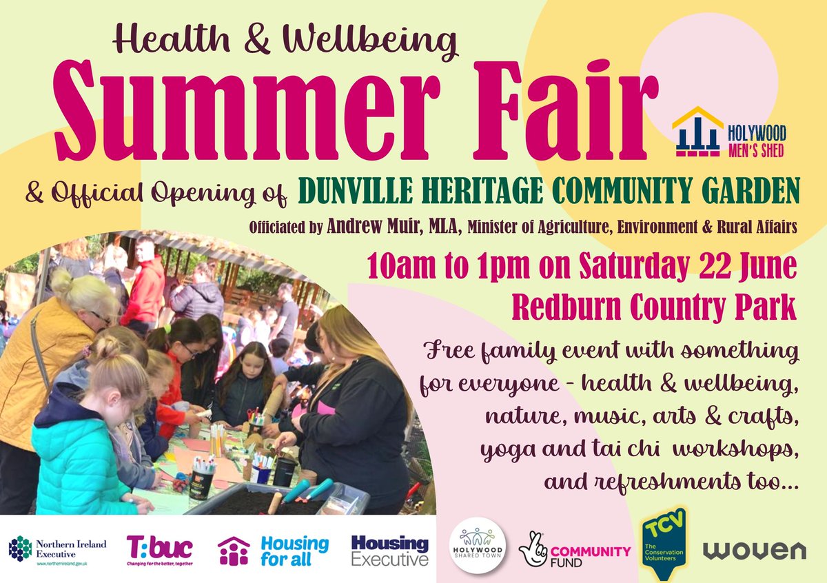 Rachel Woods (@rachelwoods52) on Twitter photo The amazing Holywood Men's Shed in conjunction with Woven Housing are hosting the summer Health & Wellbeing Fair on Saturday 22nd June, plus official opening of Dunville Community Garden! Details below.
All welcome!
💚
<a href="/Holywood_Shared/">HolywoodSharedTown</a> <a href="/CreativeHolywo1/">Creative Holywood</a> #Holywood #community The amazing Holywood Men's Shed in conjunction with Woven Housing are hosting the summer Health & Wellbeing Fair on Saturday 22nd June, plus official opening of Dunville Community Garden! Details below.
All welcome!
💚
<a href="/Holywood_Shared/">HolywoodSharedTown</a> <a href="/CreativeHolywo1/">Creative Holywood</a> #Holywood #community