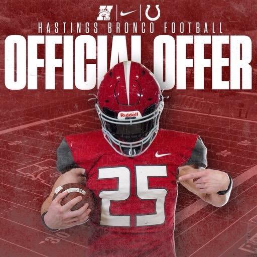 After an amazing team camp with <a href="/HCBroncoFB/">Hastings College Football</a> and a great conversation with <a href="/jtteamgo11/">Jeff Tomlin</a> I am so blessed to receive an offer to play college football at Hastings College! <a href="/JustinCarraher1/">Justin Carraher</a> @coach_sstanley <a href="/ENHS_Football/">Elkhorn North Football</a>