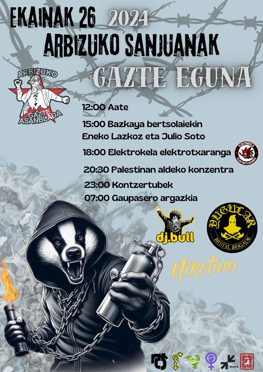 arbizukoAGA's tweet photo. Atsaldion gaztiek!
Sanjanak bertan zorek, hemen dakazubie aurtengo kartela.
Animetu, armatu enbittau ta!🔥
A.G.A https://t.co/401XZLQsxF