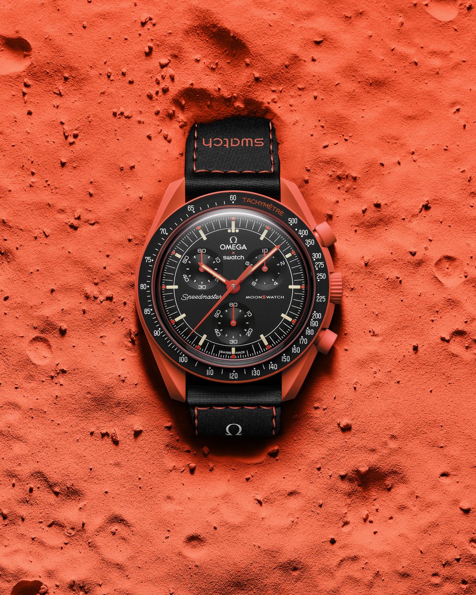 Swatch's tweet photo. MISSION ON EARTH – LAVA comes in a vivid orange hue developed exclusively for the Bioceramic MoonSwatch Collection. Available as of June 15 in selected Swatch stores worldwide.
#MoonSwatch #OMEGAxSwatch #Swatch
https://t.co/V8W1XKjLDJ https://t.co/eeYkl52ghD