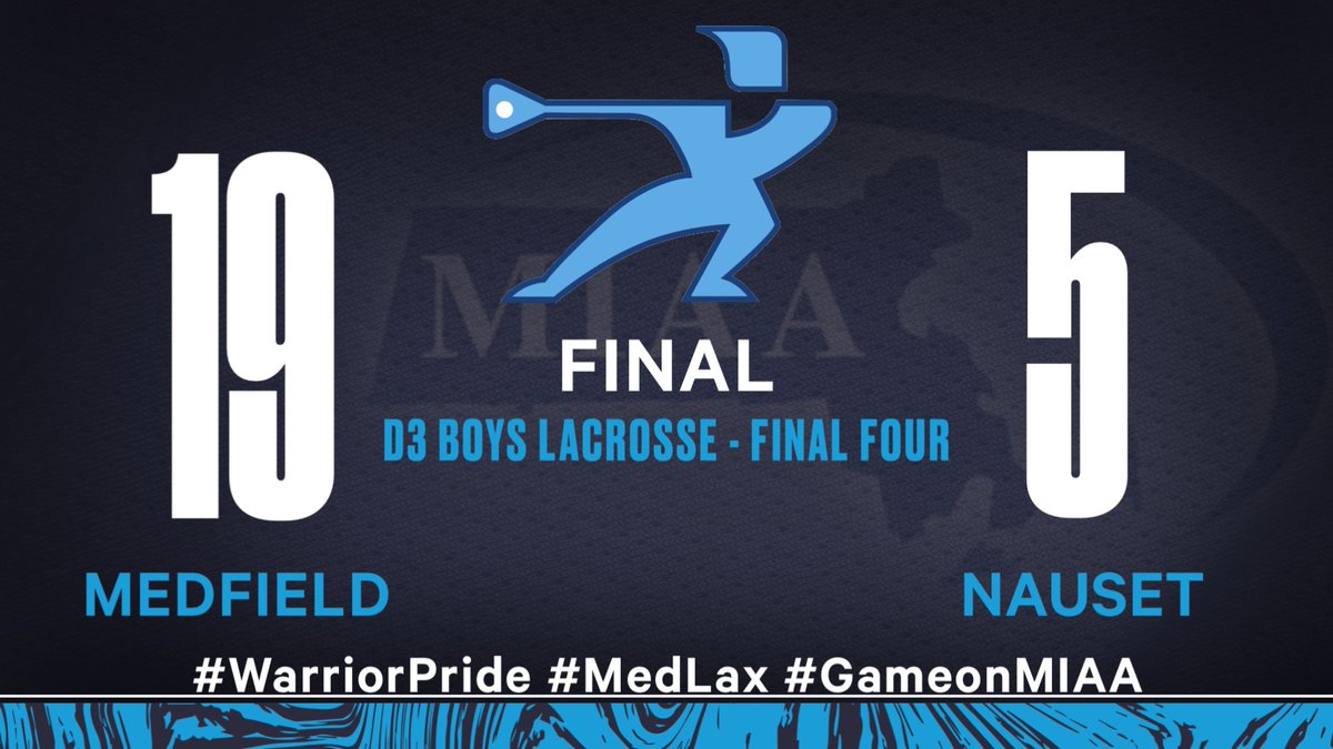 MedfieldAD's tweet photo. Boys D3 @MIAA033 Lacrosse 🥍 - Final Four:

@Med_Lax tops @Nausetsports to advance to the State Championship game on Friday (site &amp; time TBD). 

Terrific season and game to Nauset!

@coachmace @TVLSportsMa @HometownWeekly @GlobeSchools @BostonHeraldHS @BradJoyal https://t.co/pr58tt8VMV
