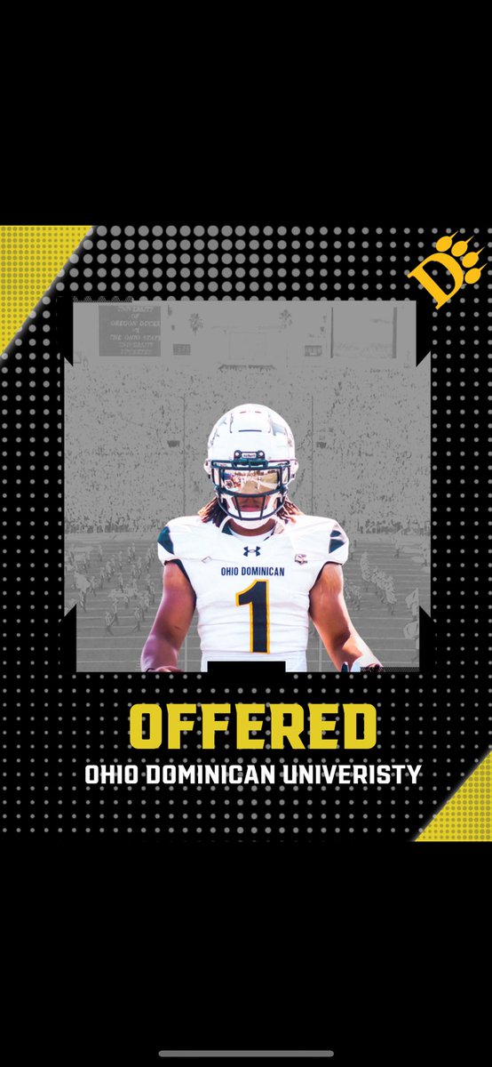 Blessed to get my first Division II offer from Ohio Dominican. Thank you Coach Tuck and Coach Lee.
<a href="/OhioDominicanFB/">Ohio Dominican Football</a> <a href="/oducoachtuck/">Coach Tuck</a> <a href="/CoachJamesLee/">James Lee</a>