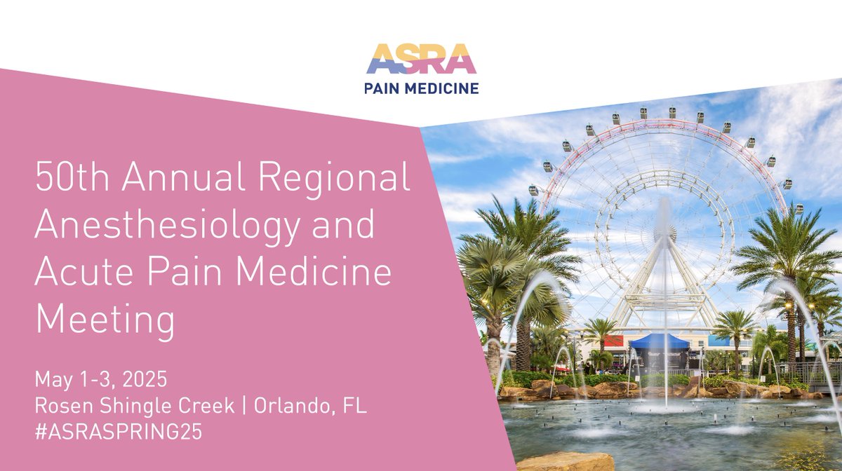 Dr. Vishal Uppal MBBS, FRCA 🇨🇦🇮🇳🏴 (@ropivacaine) on Twitter photo 🎉 Excited to invite you to the 50th anniversary <a href="/ASRA_Society/">ASRA Pain Medicine</a> Meeting, May 1-3, 2025, in Orlando!
💡Join us for cutting-edge research, interactive sessions, and commemorative events!
🎇asra.com/events-educati…
🎆Don’t miss this Golden Jubilee meeting!
🌟 #ASRASPRING25 #ASRA50 🎉 Excited to invite you to the 50th anniversary <a href="/ASRA_Society/">ASRA Pain Medicine</a> Meeting, May 1-3, 2025, in Orlando!
💡Join us for cutting-edge research, interactive sessions, and commemorative events!
🎇asra.com/events-educati…
🎆Don’t miss this Golden Jubilee meeting!
🌟 #ASRASPRING25 #ASRA50