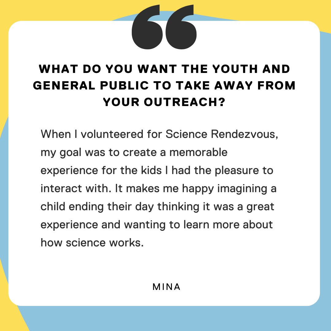 Help us celebrate Mina, our latest Volunteer of the Month! Her commitment to our program is incredibly motivating! 🌟

Wondering about Mina's role at SciXchange and her love for science outreach? 🧪

👉 Swipe to discover her answer.