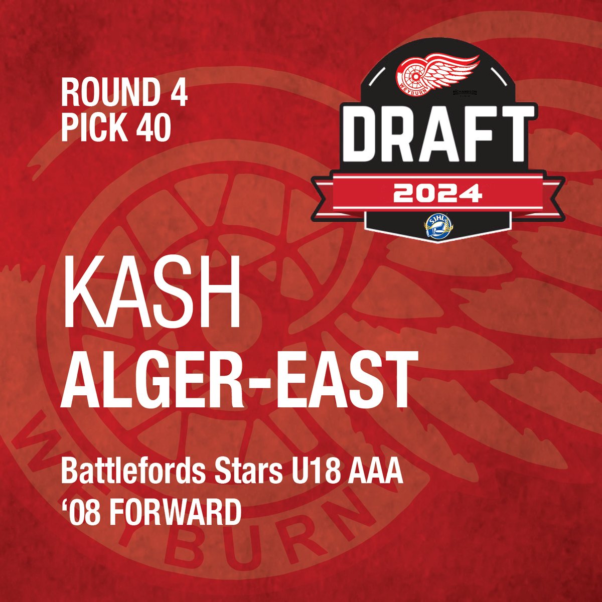With the 40th overall pick in the ’08 Draft, the Weyburn Red Wings are proud to select Kash ALGER-EAST from the Battlefords Stars U18 AAA!

ALGER-EAST put up 38 points in 43 games last year in Saskatoon!

Check out ALGER-EAST's Elite Prospects page below⬇️

#WeyburnRedWings #SJHL
