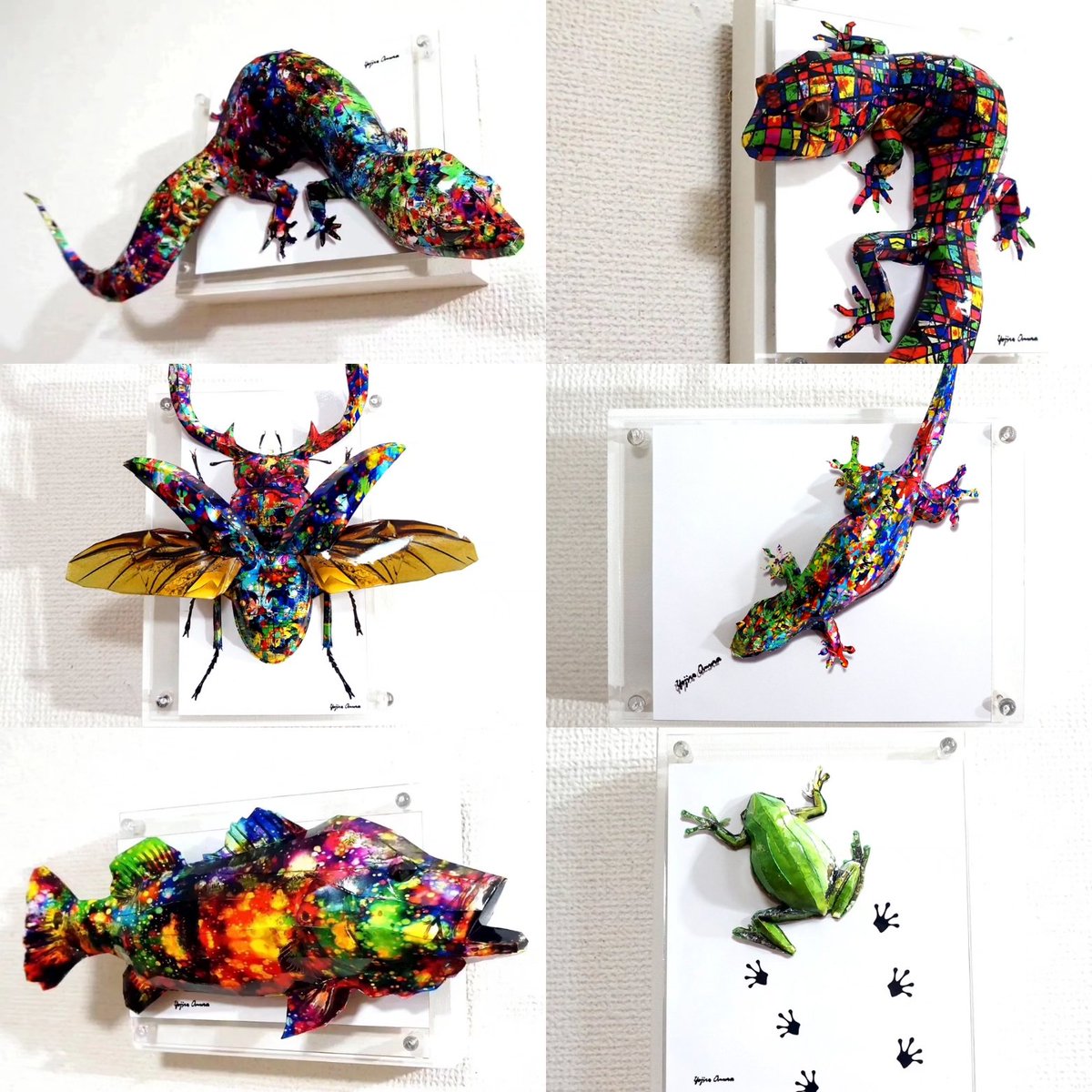 yojin15's tweet image. 本日（2024年6月12日）21:00より、こちらの6作品をGallery LucilleBASEにて販売いたします。
ご興味のある方は下記のリンクをご確認くださいませ🙇

lucille.official.ec

#paperarts #popart #reptile #reptileart #amphibian #contemporaryart #ペーパークラフト #紙アート