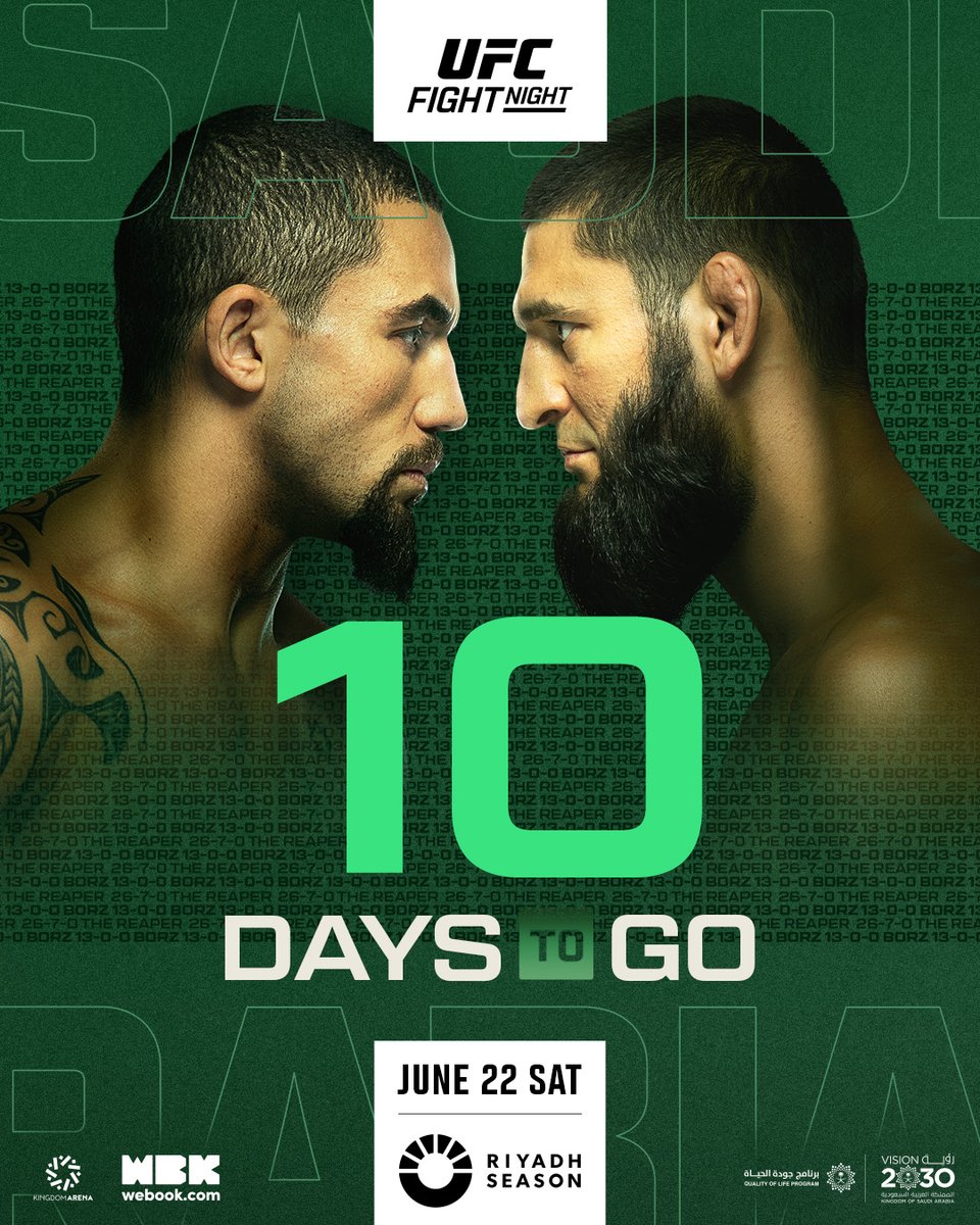 ufc's tweet photo. TEN MORE DAYS 😱

#UFCSaudiArabia | #RiyadhSeason https://t.co/mqbDM2kc5T