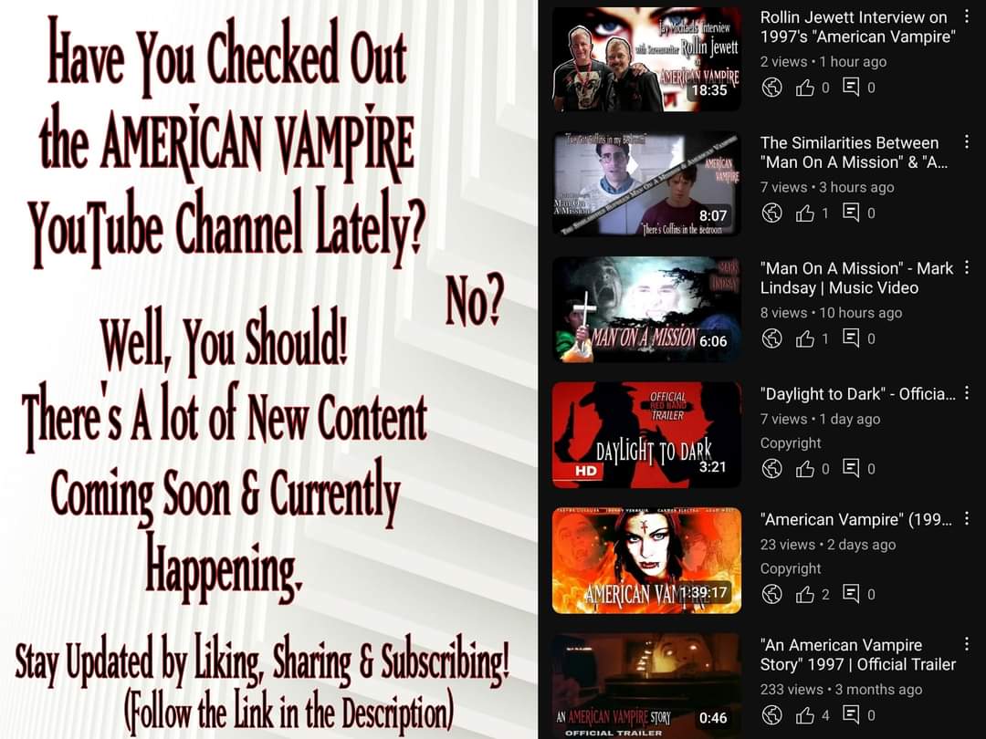 AmericanVampyre's tweet photo. Stay Up to Date with New Content, Over at the "AV" YouTube Channel! Don't Forget to Like, Share &amp; Subscribe:
https://t.co/7X2l2wnhlX 

#AmericanVampire #AdamWest #CarmenElectra #RollinJewett #JohnnyVenokur #TrevorLissauer #DannyHitt #Vampire #randumENT #NoRegionX https://t.co/ooJ3b14fvl