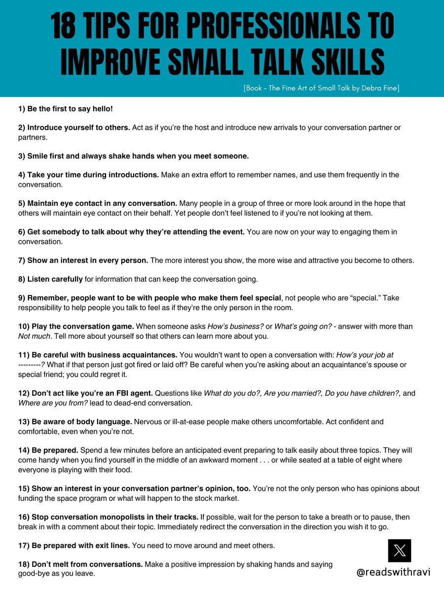 18 Tips For Professionals To Improve Small Talk Skills ‼️
