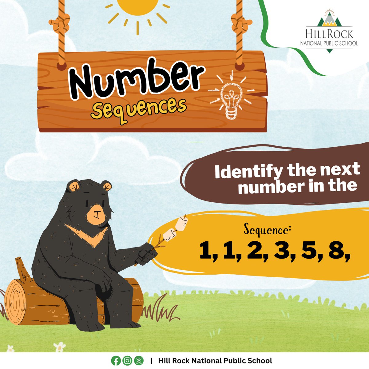 HillRockSchool's tweet image. 🔢 Sequence Challenge! 🤔

Hey puzzle lovers! Ready for a new challenge? 🧠✨

Take a look at this sequence: 1, 1, 2, 3, 5, 8, ...

Can you figure out the next number in the sequence? Here’s a hint: think Fibonacci!

 #SequenceChallenge #BrainTeaser #MathFun