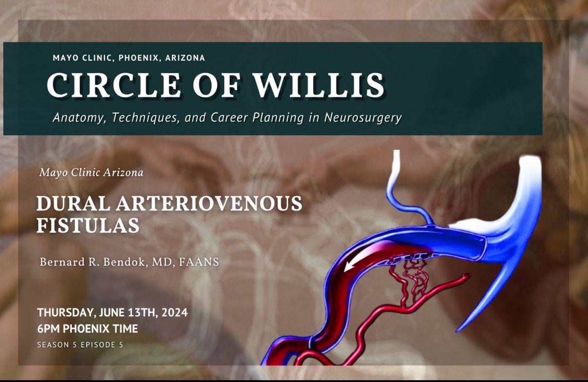 Bernard Bendok, MD (@bernardbendokmd) on Twitter photo Students of Neurosurgery: Join us this Thursday at 6:00 PM Phoenix time for an interactive case presentation session on dural arteriovenous fistulas with Dr. Bernard Bendok. You won’t want to miss Season 5 Episode 5! Register now: mclive.zoom.us/webinar/regist…
<a href="/Mayoclinicpress/">Mayo Clinic Press</a> Students of Neurosurgery: Join us this Thursday at 6:00 PM Phoenix time for an interactive case presentation session on dural arteriovenous fistulas with Dr. Bernard Bendok. You won’t want to miss Season 5 Episode 5! Register now: mclive.zoom.us/webinar/regist…
<a href="/Mayoclinicpress/">Mayo Clinic Press</a>