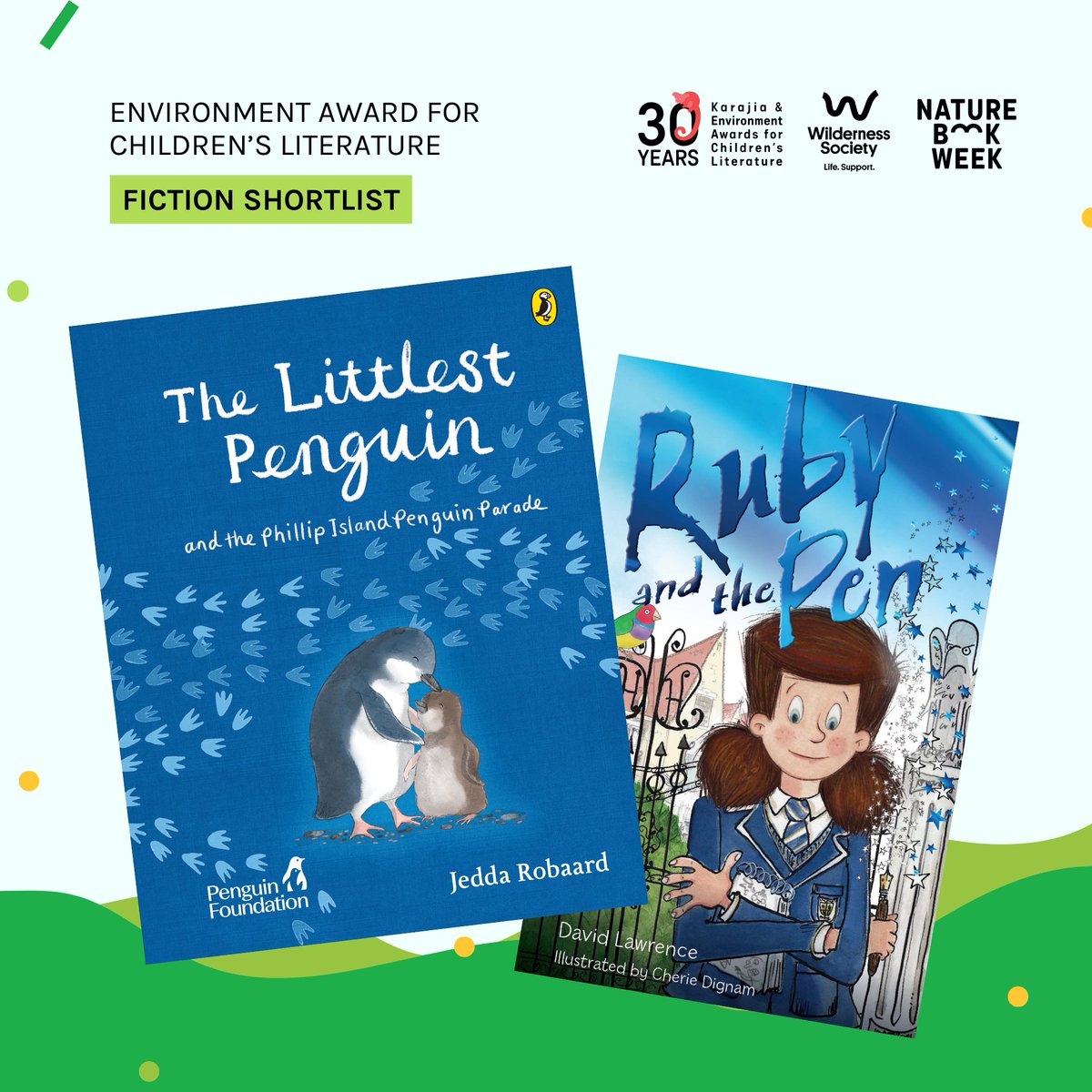The Fiction Shortlist for the Environment Award for Children's Literature is now here! 📚 Congratulations to the shortlisted authors and illustrators. Discover the full shortlist: wilderness.org.au/KEACL2024 #EACL #ChildrensBooks #NatureBooks