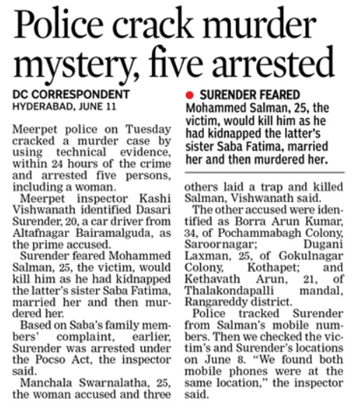 MalkajgiriCop's tweet photo. Acting on #Technical_evidence and specific information, the sleuths of @meerpetps, busted a #Murder_Case and arrested the accused. Cr. No. 688/2024 U/s 120-B, 302 r/w 34 IPC of @meerpetps, #RachakondaCommissionerate.
#RachakondaPolice https://t.co/e6mT1fQGye