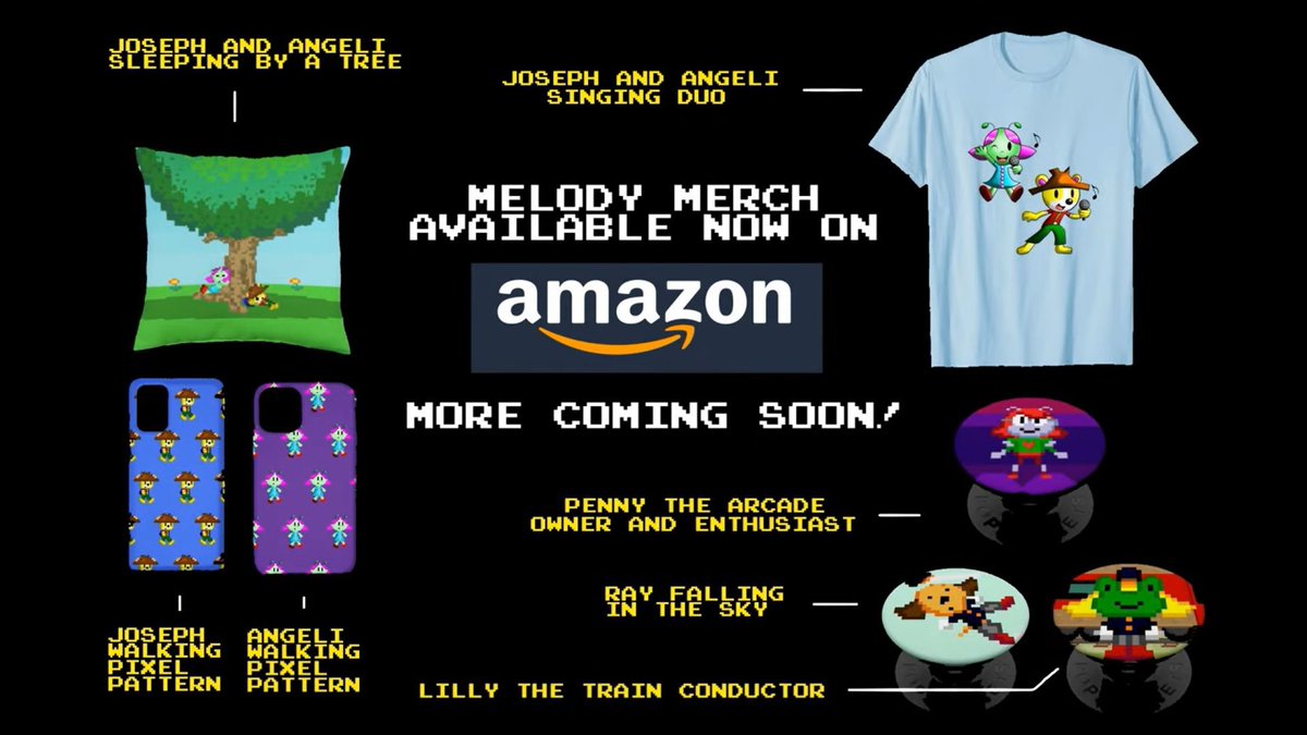 melody_memorial's tweet photo. Introducing Melody Merch!

That's right, you can now enjoy the characters of Mystery of Melody Memorial in an all-new way! T-shirts, phone cases, pop sockets, and pillows are currently available to buy on Amazon.

And there's more to come in due time! https://t.co/7QjsBYpaaQ