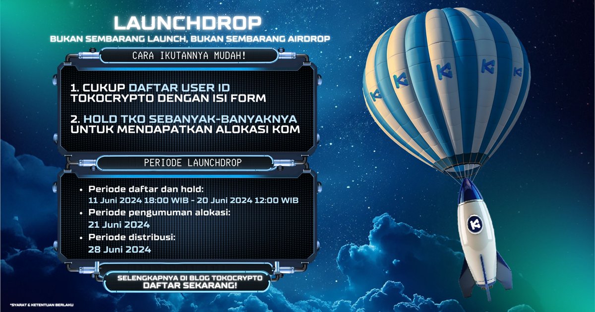 Tokocrypto's tweet photo. Selengkapnya https://t.co/WCW1LTXyeX
๐ท๐๐๐๐๐
๐ ๐ณ๐๐๐๐๐๐ซ๐๐๐: 11 - 20 Juni 2024
#Tokocrypto #LaunchDrop #ExchangeIndonesia https://t.co/zQ5bJLYHII