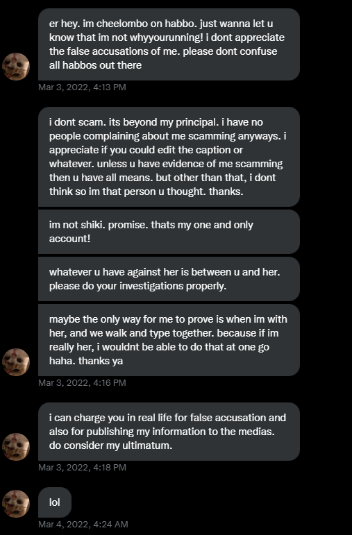 HabboFrauds's tweet photo. Here are just a few of the many times we've faced threats of being doxxed or hacked. 😅 None of these attempts have been successful so far. But hey, at least we got a funny screenshot to laugh at later! 📷#EHS #Habbo #EndHabboScams #Scams #Scammers

@Habbo https://t.co/vJ5T6DW0zE