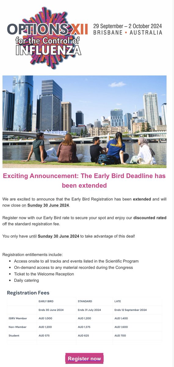 Early bird registration extended in the 11th hour till June 30th giving you all the chances to get to <a href="/options2024/">Options2024</a>! Remember late breaker abstracts still open till July 11th for the most recent research