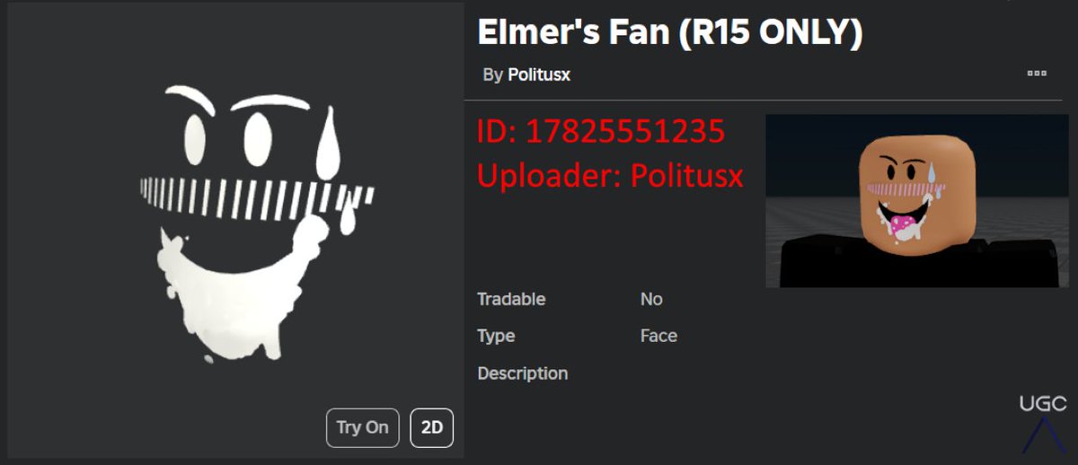 Someone uploaded this suggestive face covered in "glue." #Roblox #RobloxUGC