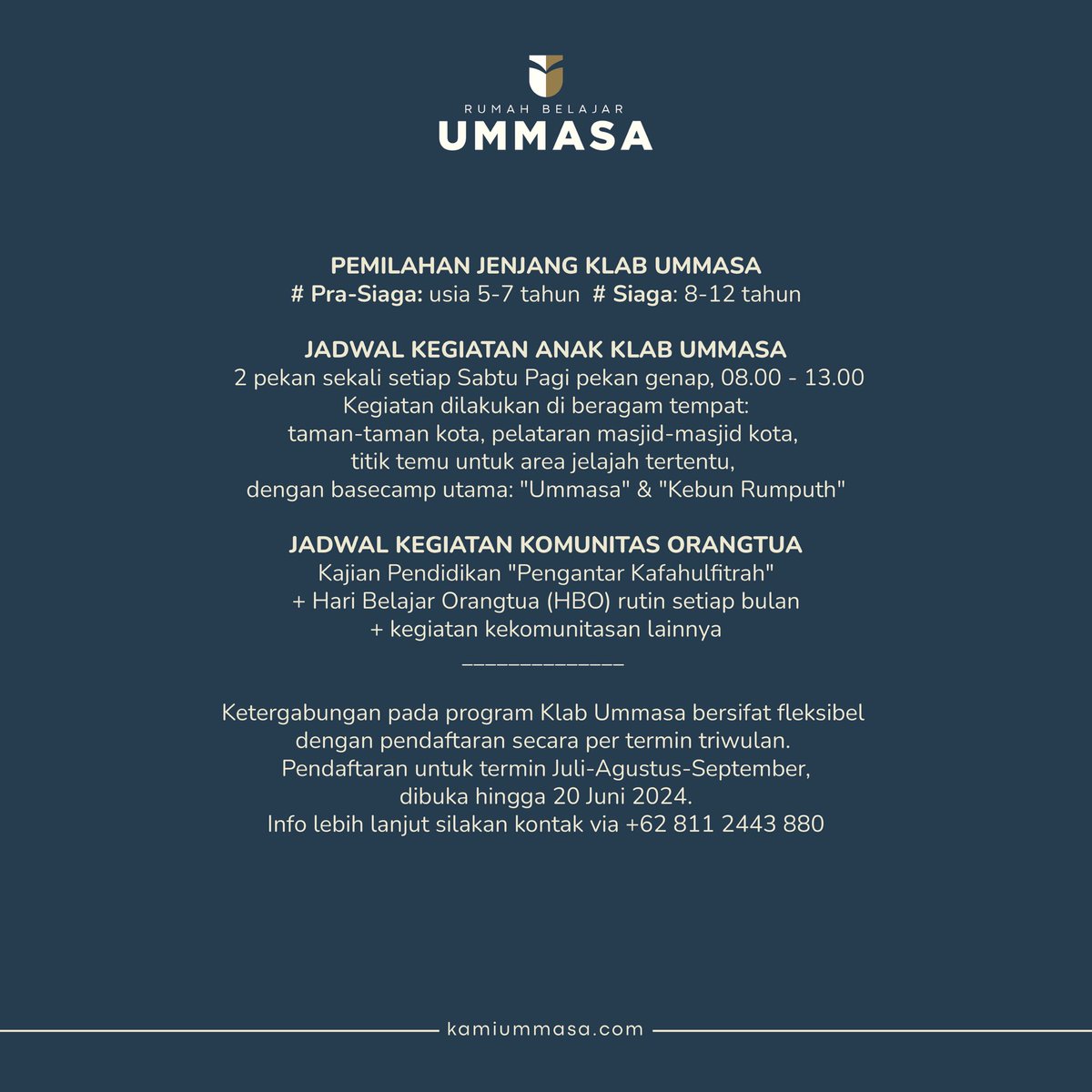 kamiummasa's tweet photo. Selain pilihan reguler di jenjang Sekolah Dasar (SD) dan Prasekolah, kini ada lebih banyak pilihan aktivitas di #ummasa bagi teman-teman yang ingin ikut merasakan pengalaman belajar bersama Petualang Ummasa. https://t.co/EcnPWWG69T