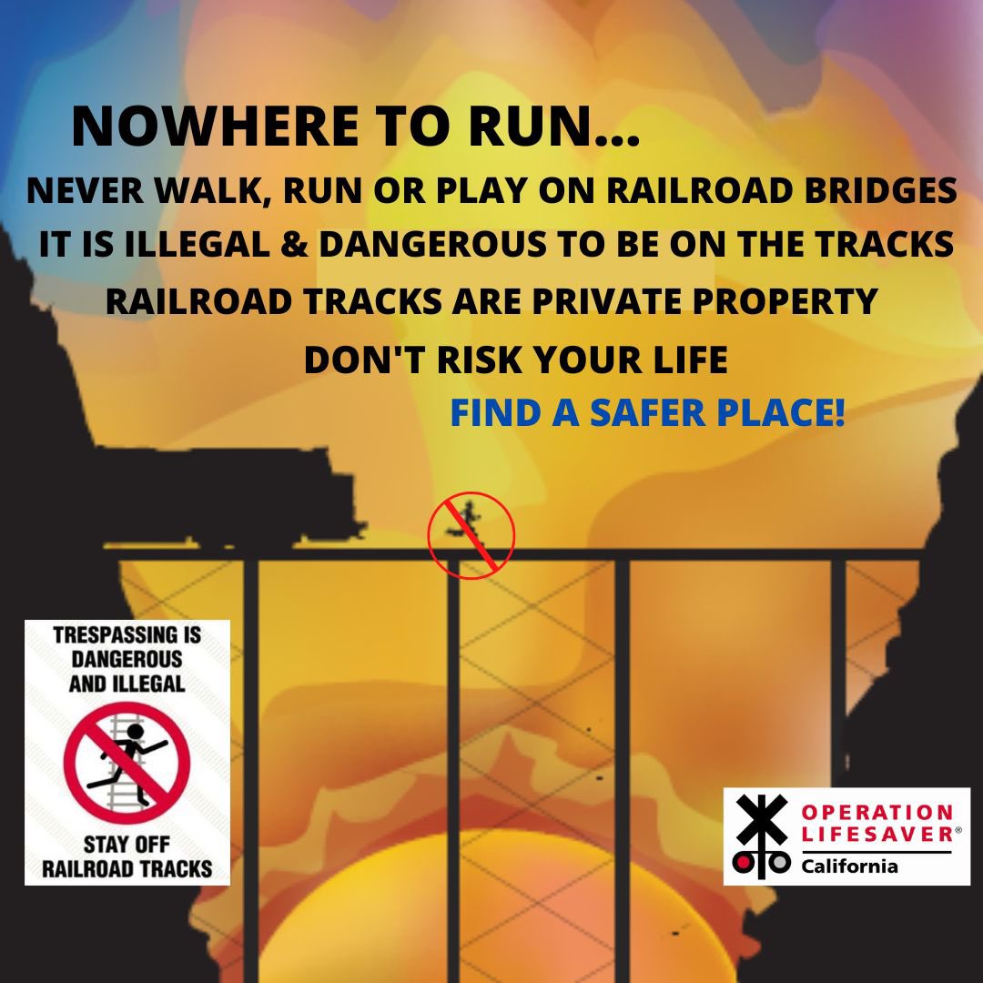 Looking for the perfect route and running path? NEVER walk or run on railroad tracks or train trestles. It is illegal &amp; dangerous. It is not worth the risk!
#RespectTheRails 
#StayOff #StayAway #StaySafe #FindASaferPlace 
#EnjoyTheRun