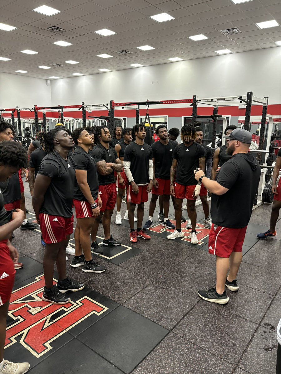 Week two of summer runs + weights for EMCC football. Work now = wins later  #PR1DE