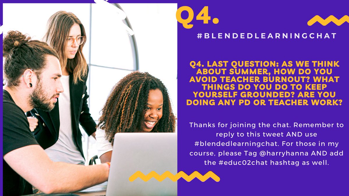 #blendedlearningchat How do you avoid #teacherburnout? Are you doing PD work over the summer? #educ502 #educ502chat <a href="/harryhanna/">Harry Hanna NBCT</a>