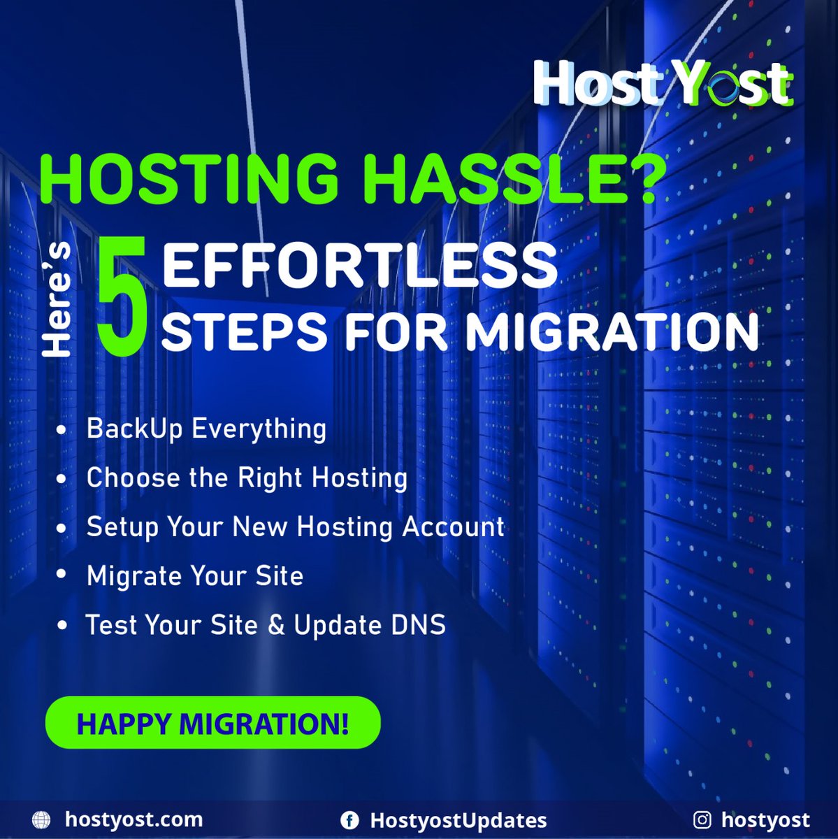 HostYostUpdate's tweet photo. 🌐 Tired of Hosting Hassles? Switch to Hostyost in 5 Easy Steps! 🌐

Say goodbye to hosting headaches and hello to a smooth, stress-free experience with https://t.co/vKghZ6BVnn!🌟

#WebHosting #WebsiteMigration #trending #SeamlessHosting #Hostyost #t20 #HostingMadeEasy #migration https://t.co/JZzD43ELEJ
