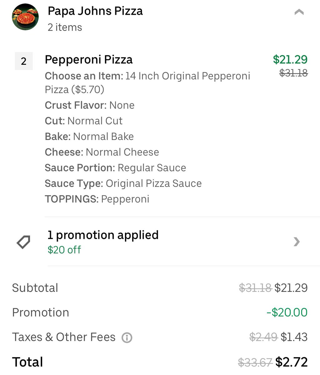 LordOfSavings's tweet photo. 🗣️🗣️ This promotion may work for ANY BOGO offer that may be available in your area! Check your available restaurants on Uber Eats! 

⬇️ $2 for two 14” pizzas at Papa John’s! https://t.co/RgO1Z6vu4X