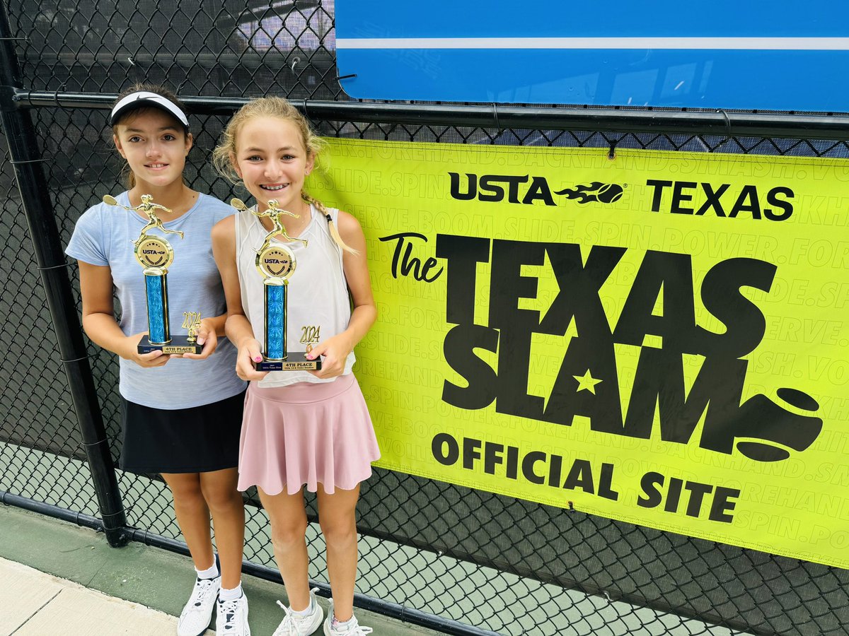 Tabitha/Izabel lost 4-10 in third set breaker. They earn 4th place in G12s doubles at the Texas Slam! #ataresults