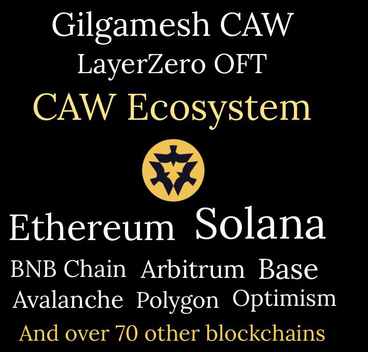 CAWmunityJAPAN's tweet photo. Thank you for the wonderful gift, Enkidu 🎁
The whales come in droves 🐳
[Based on code on github and announcements from LayerZero and Solana]
CawName.sol and CawNameL2.sol contracts developed by Gilgamesh CAW The CAW Ecosystem will be compatible with both EVM (Ethereum Virtual Machine) and Sol chains as decentralized applications (DApps). This compatibility is achieved through LayerZero's implementation of the Omnichain Fungible Token (OFT) standard, enabling seamless communication and interoperability between different blockchain networks.

2024-05-30
@solana_dves Post
Solana Developer Documentation from LayerZeroLabs!
LayerZero_Labs Post
Solana's LayerZero Endpoint Released in "Mainnet Beta" Today, Enabling Omnichain Messaging Across 8 Chains!
💎Ethereum 💎Solana
💎Arbitrum💎Optimism
💎Avalanche💎Polygon
💎BNB Chain💎Base

🔥All 70 chains will be connected once the final audit is complete.

Holders, this is the truth of the CAW Ecosystem.
#caw #GilgameshCAW
#EVM #SVM #LayerZero