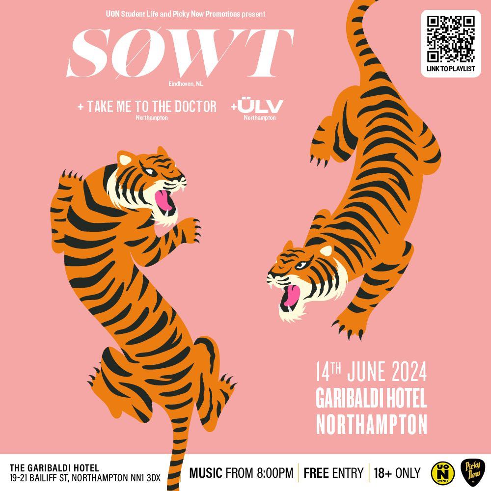 LIVE MUSIC FRIDAY at <a href="/gbhnorthampton/">The Garibaldi Hotel</a>!  We welcome  Dutch noise punk rockers SØWT for a free show. Support from local bands Take Me To the Doctor, Loose Change, and Ülv.  Completely free entry; music starts at 8:30 pm.  Don't miss this one!