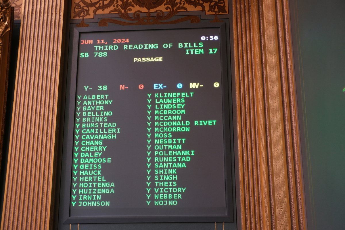 📣 PASSED UNANIMOUSLY: SB 788, sponsored by <a href="/SenatorSantana/">State Senator Sylvia Santana</a>, authorizes a special registration plate for women veterans in the state of Michigan. 

 “I’m proud to honor as best I can Michigan’s women veterans who have put their lives on the line to defend our national security.”